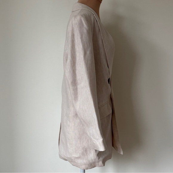 Emerson Fry Lee Beach Linen Cream Double Breasted Button Front Blazer EUC Size 2 - Picture 5 of 8